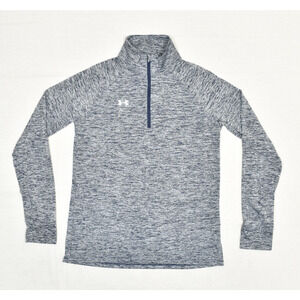 Under Armour Women's 1/4 Zip Pullover Sweatshirt Polyester Gray S Loose Heatgear